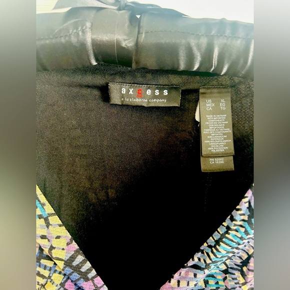 NYLoN MeSH Vintage 90s Y2K Axcess Liz Claiborne Long Sleeve Top Kaleidoscope XL - Picture 2 of 6
